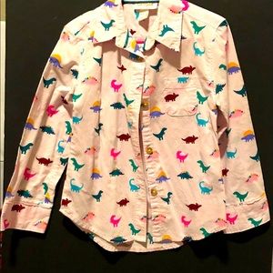 Cat and Jack little girls pink dinosaur button down shirt